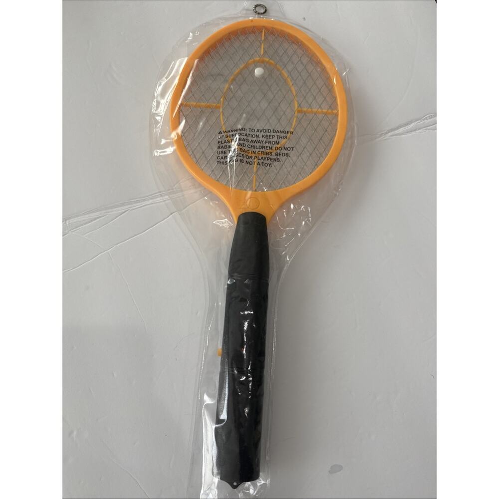 *D) Battery Operated Yellow Electronic Fly Swatter Bug Zapper Racket